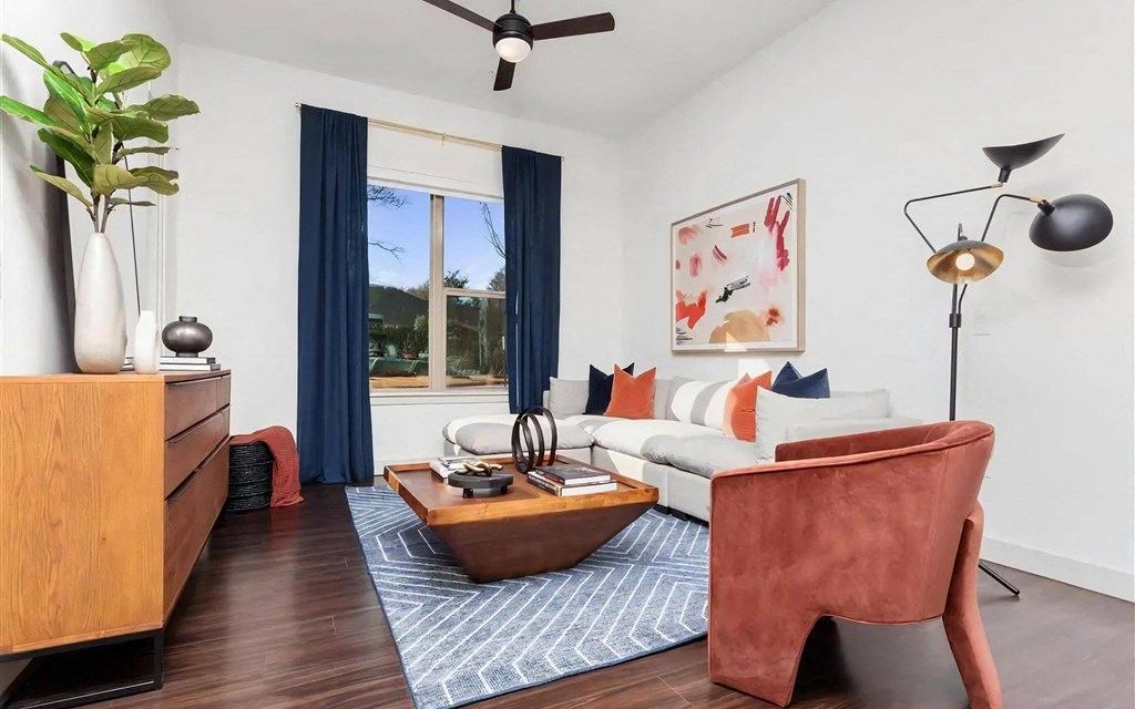 Living Room with Ceiling Fan