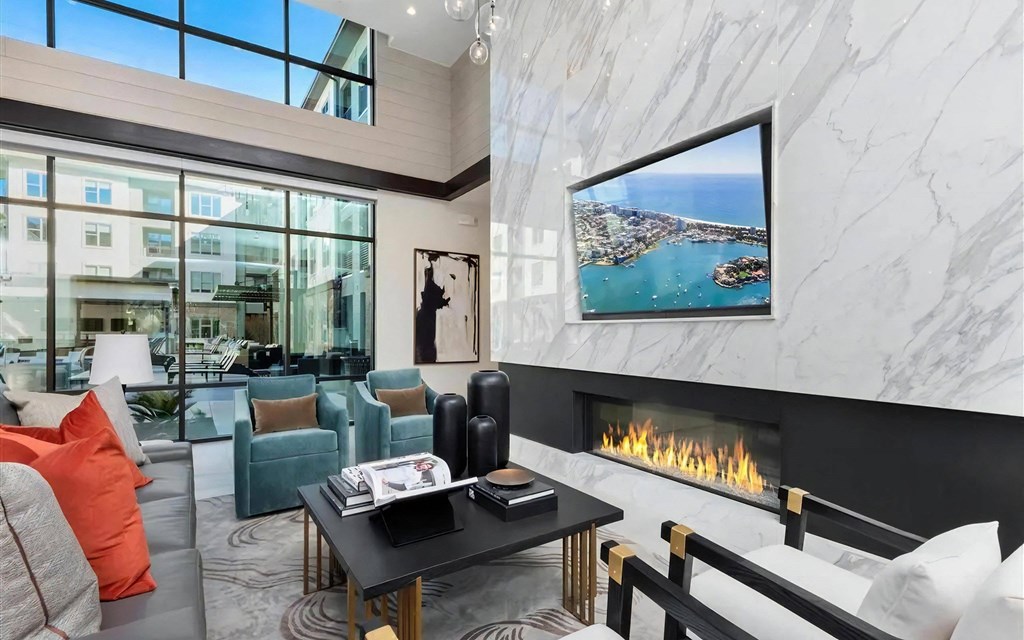Lounge with Fireplace and TV