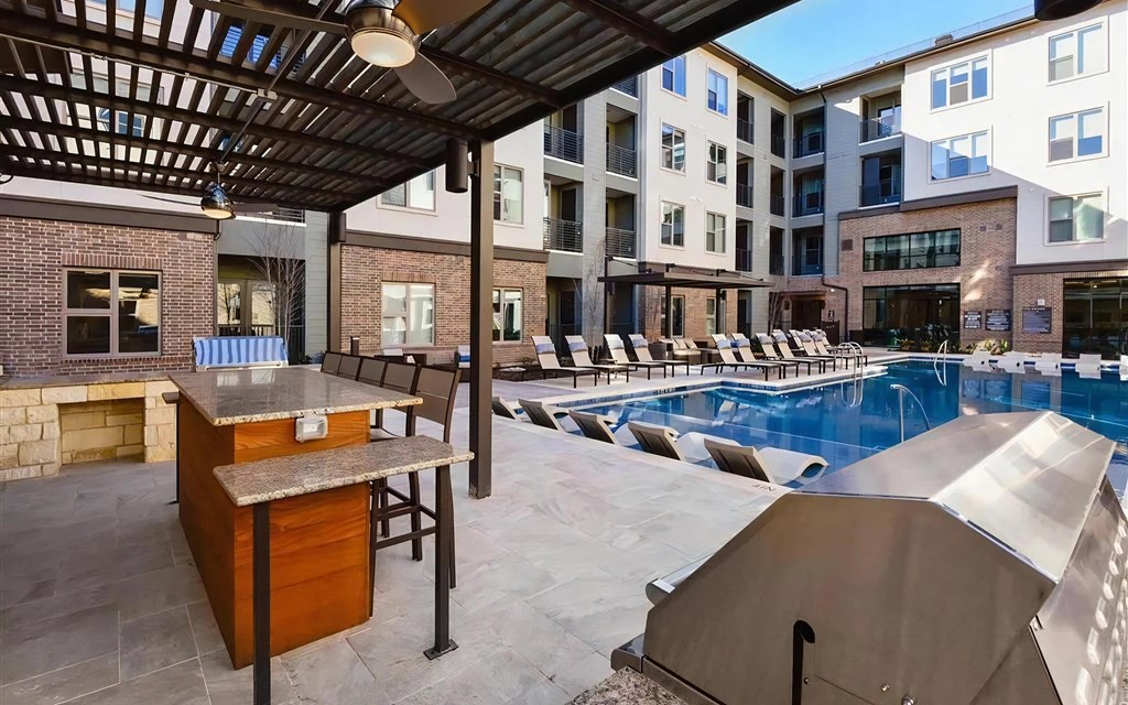 Private Courtyard with Bar Seating and Pool