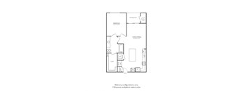 Floor plan of a 1 bedroom apartment