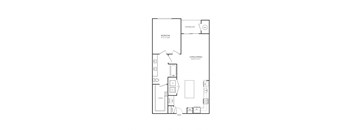 Floor plan of a 1 bedroom apartment