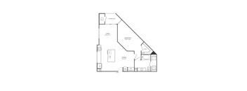 Floor plan of a 1 bedroom apartment