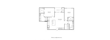 Floor plan of a 2 bedroom apartment