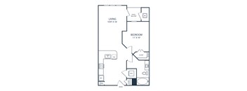 Floor plan of a 1 bedroom apartment