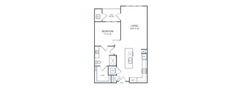 Floor plan of a 1 bedroom apartment