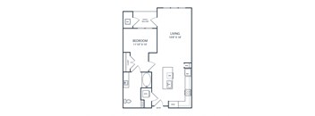 Floor plan of a 1 bedroom apartment