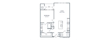 Floor plan of a 1 bedroom apartment