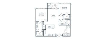 Floor plan of a 2 bedroom apartment