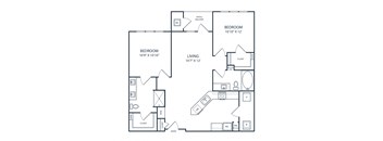 Floor plan of a 2 bedroom apartment