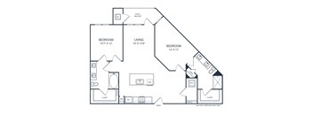 Floor plan of a 2 bedroom apartment