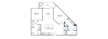 Floor plan of a 2 bedroom apartment
