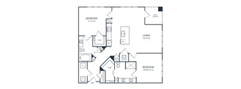 Floor plan of a 2 bedroom apartment