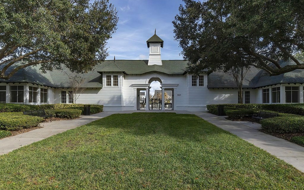 Tree-Lined Walkways Lead to Clubhouse at Enders Place at Baldwin Park