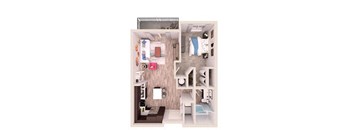 1 bedroom 1 bathroomA1B Floor Plan at South of Atlantic Luxury Apartments, Florida