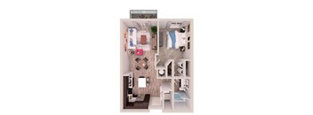 1 bedroom 1 bathroom A1 Floor Plan at South of Atlantic Luxury Apartments, Delray Beach