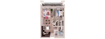 1 bedroom 1 bathroom A2 Floor Plan at South of Atlantic Luxury Apartments, Florida