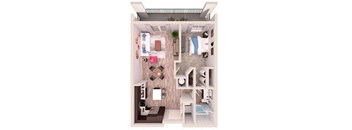 1 bedroom 1 bathroom A3 Floor Plan at South of Atlantic Luxury Apartments, Florida, 33483