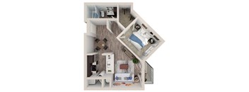 1 bedroom 1 bathroom A4 Floor Plan at South of Atlantic Luxury Apartments, Delray Beach, FL