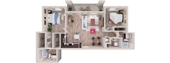 2 bedroom 2 bathroomB10 Floor Plan at South of Atlantic Luxury Apartments, Delray Beach, 33483