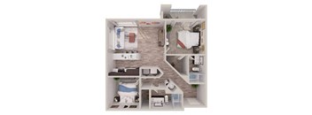 2 bedroom 2 bathroomB4 Floor Plan at South of Atlantic Luxury Apartments, Delray Beach, Florida