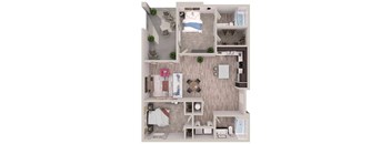 2 bedroom 2 bathroomB6 Floor Plan at South of Atlantic Luxury Apartments, Florida