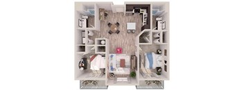 2 bedroom 2 bathroomB7 Floor Plan at South of Atlantic Luxury Apartments, Florida, 33483