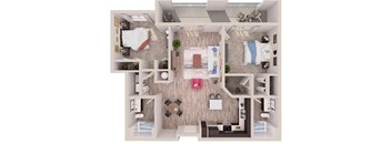 2 bedroom 2 bathroomB8 Floor Plan at South of Atlantic Luxury Apartments, Delray Beach, FL, 33483