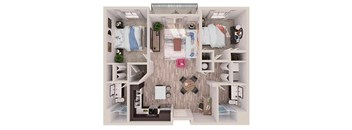 2 bedroom 2 bathroomB9 Floor Plan at South of Atlantic Luxury Apartments, Delray Beach, FL