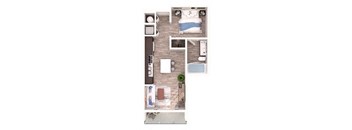 Studio 1 bathroom S1 Floor Plan at South of Atlantic Luxury Apartments, Florida, 33483