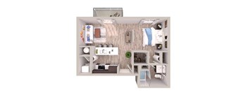 Studio 1 bathroom S3 Floor Plan at South of Atlantic Luxury Apartments, Florida, 33483