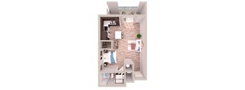 Studio 1 bathroom S4 Floor Plan at South of Atlantic Luxury Apartments, Delray Beach, FL, 33483