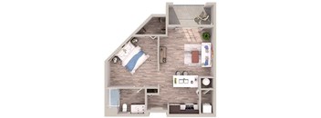Studio 1 bathroom S5 Floor Plan at South of Atlantic Luxury Apartments, Delray Beach, FL