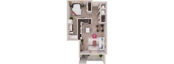 Studio 1 bathroom S6 Floor Plan at South of Atlantic Luxury Apartments, Delray Beach, 33483