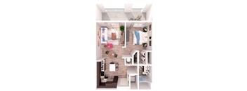 Studio 1 bathroom S7 Floor Plan at South of Atlantic Luxury Apartments, Delray Beach, Florida