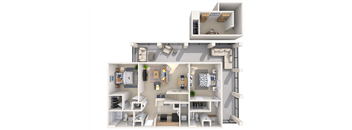 a floor plan of a house with a bedroom and a living room