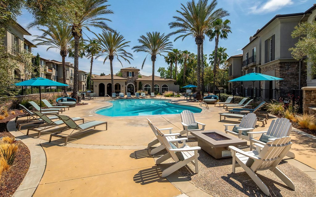 Firepit with Loungers and Cabana