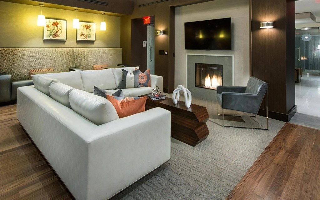 Lounge with TV and Fireplace