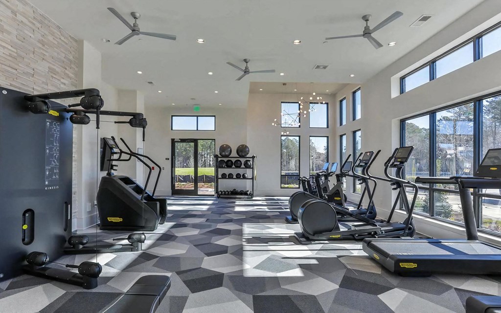 Community Fitness Center with Treadmills and Strength Machines