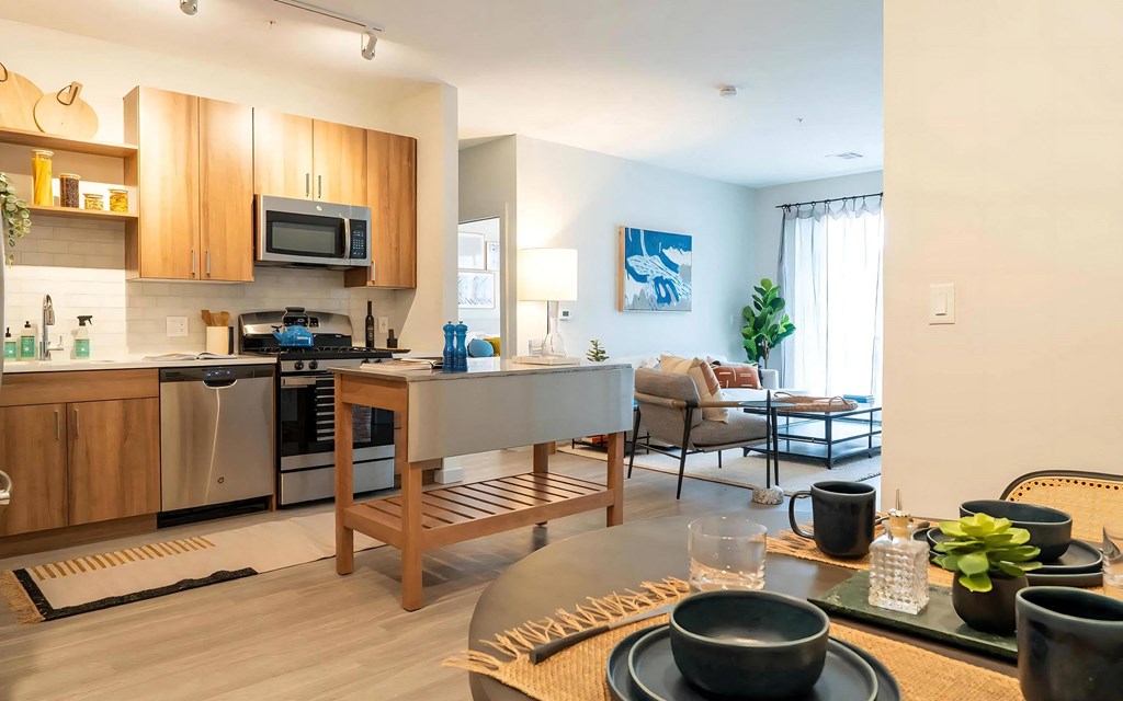 Open Concept Layout with Living and Kitchen Spaces