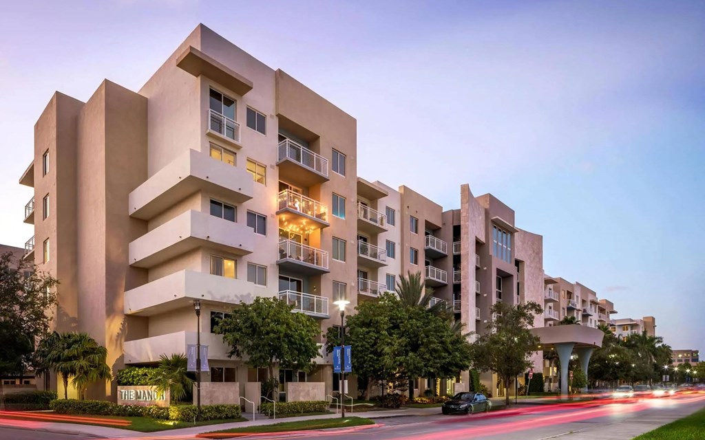 Exterior View of Building at Sunset