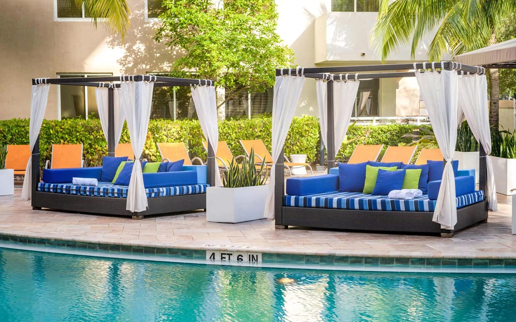 Poolside Lounge Seating with Cabanas