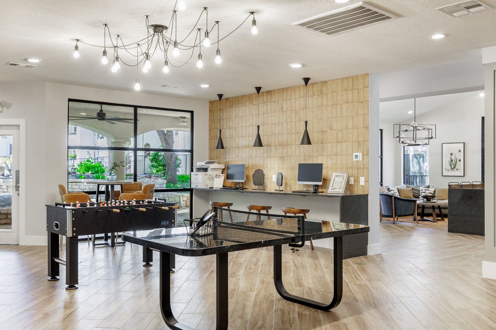 a ping pong table in the lobby
