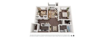 two bedroom floor plan an open concept layout with a large closet and a walk in closet