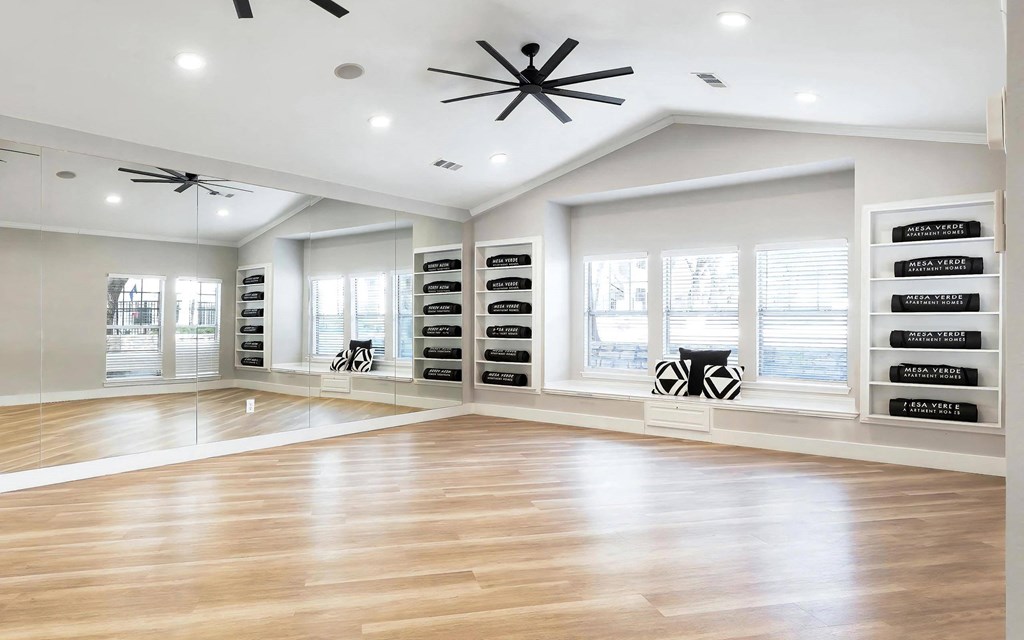 Mesa Verde Fitness Large Mirrored Flex Room for Yoga Stretching and Fitness Classes