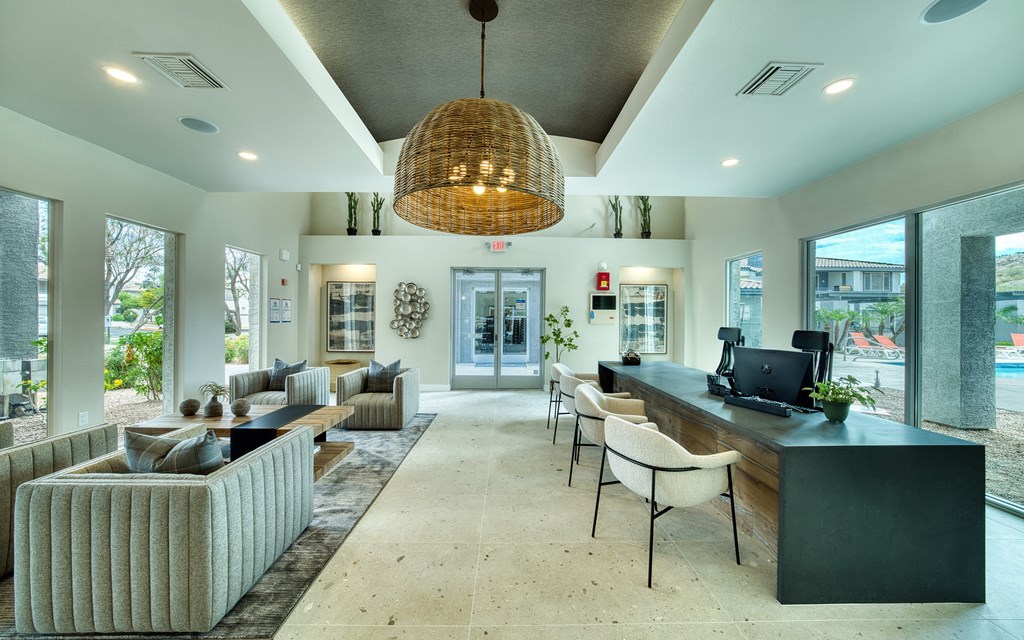 Mountainside Lobby Modern Welcome Lobby with Gathering Spaces