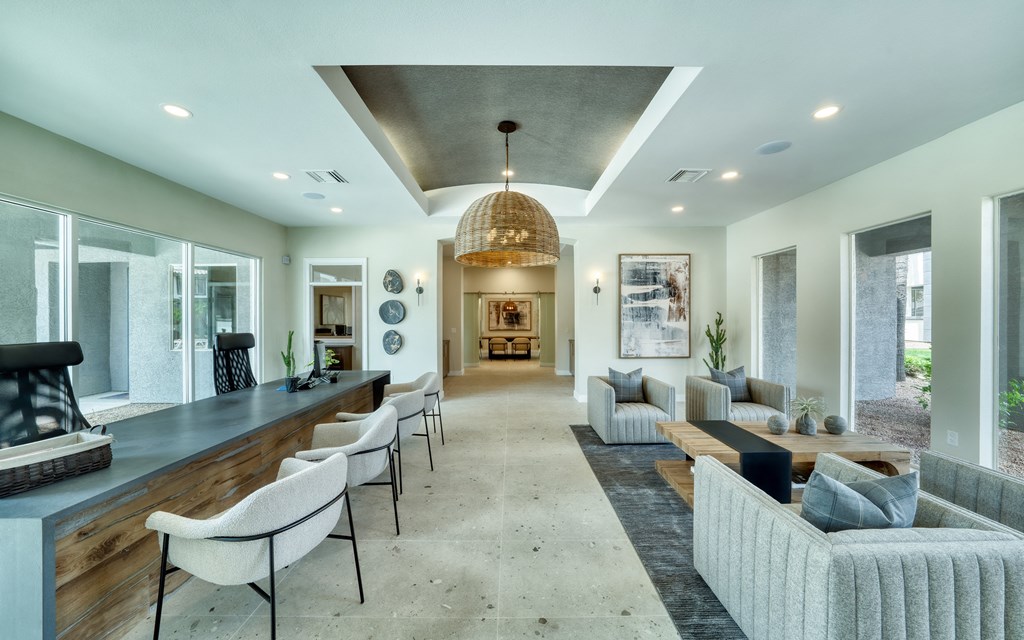 Mountainside Lobby Modern Welcome Lobby with Gathering Spaces