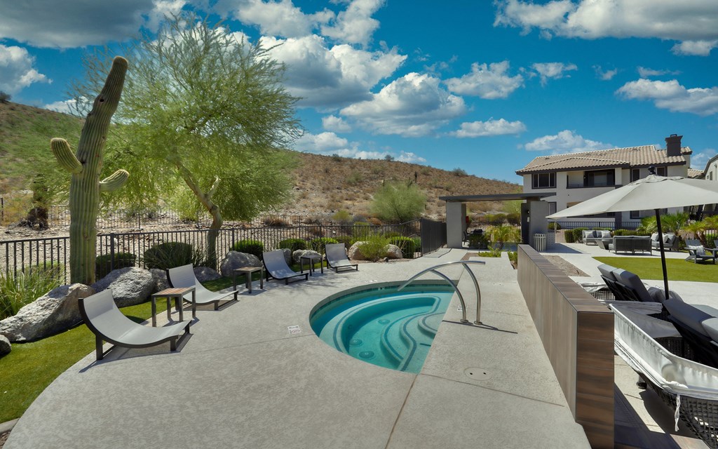 Mountainside Pool Resort Style Heated Pool with Lounge Seating