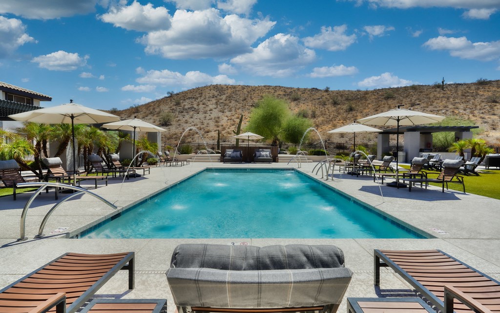 Mountainside Pool Resort Style Pool with Lounge Seating