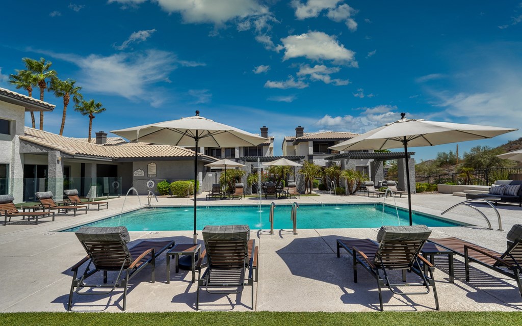 Mountainside Pool Resort Style Pool with Lounge Seating