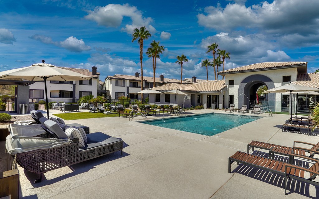 Mountainside Pool Resort Style Pool with Lounge Seating